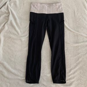Lululemon black leggings w/ pink high waisted band